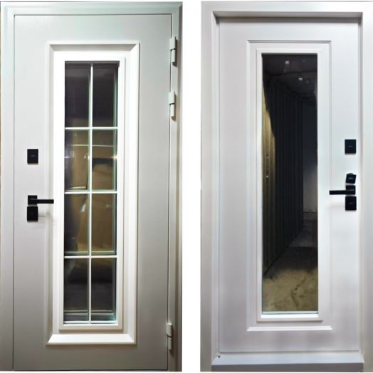 Входная дверь с терморазрывом и стеклопакетом Рекс 33 Белая шагрень - Белый