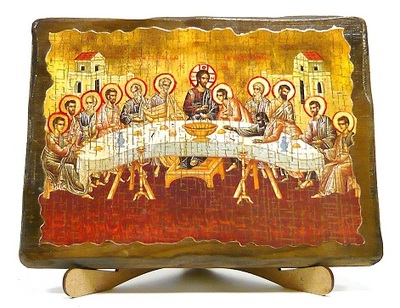 Икона Тайная вечеря, под старину 13х17 см