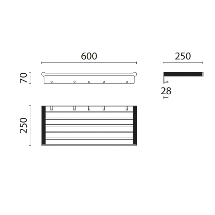 Полка для полотенец Oasis Defile 0AGD007 60 см подвесная ФОТО