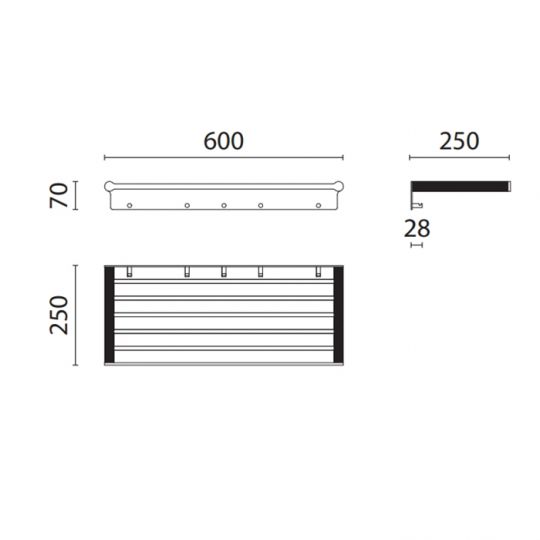 Полка для полотенец Oasis Defile 0AGD007 60 см подвесная схема 4