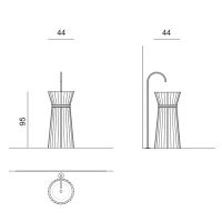 Раковина напольная Oasis Plisse 0PI440CE 44x95 см без отверстий с донным клапаном схема 2