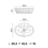 Раковина Oasis Plisse 0LVBSPC00000001 66x46x16 см 3 отверстия накладная схема 2 Раковина Oasis Plisse 0LVBSPC00000001 66x46x16 см 3 отверстия накладная схема 2
