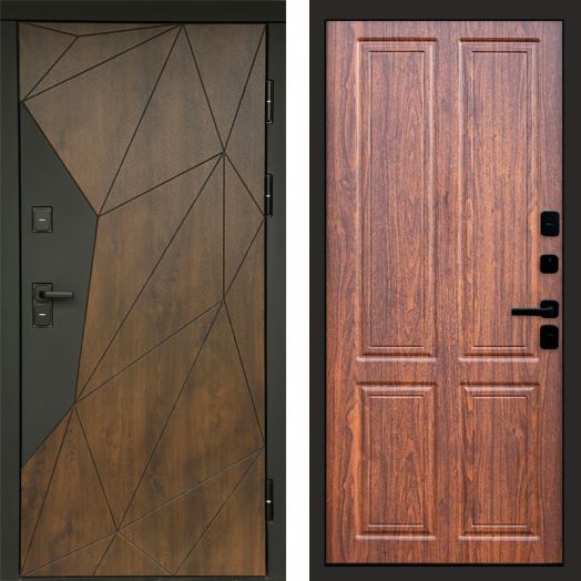 Входная дверь Termo-door Премиум винорит Геометрия Дуб с терморазрывом - Орех стандарт