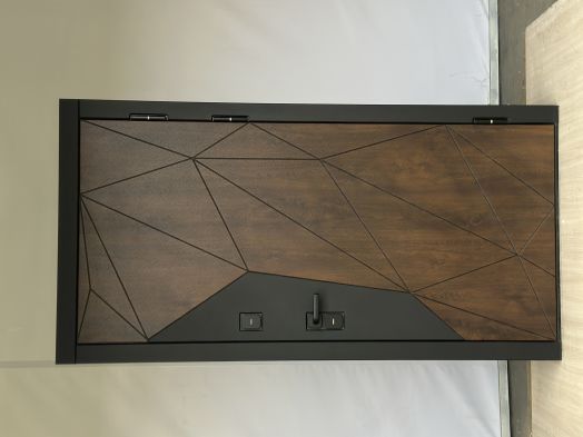 Входная дверь Termo-door Премиум винорит Геометрия Дуб с терморазрывом - Широкое Зеркало Фацет Белый софт