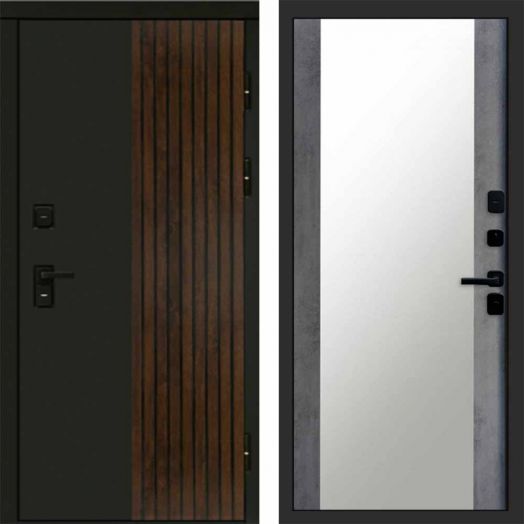 Входная дверь Termo-door Премиум винорит Форт Дуб с терморазрывом - Зеркало Бетон темный