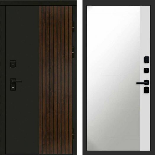 Входная дверь Termo-door Премиум винорит Форт Дуб с терморазрывом - Широкое Зеркало Фацет Белый софт