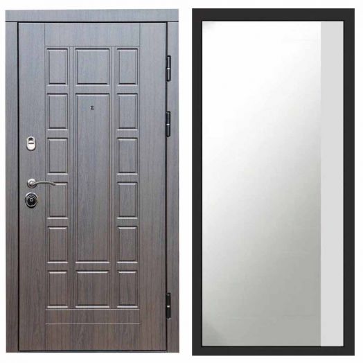 Входная дверь Termo-door Премиум винорит Виргиния Венге с терморазрывом - Широкое Зеркало Фацет Белый софт