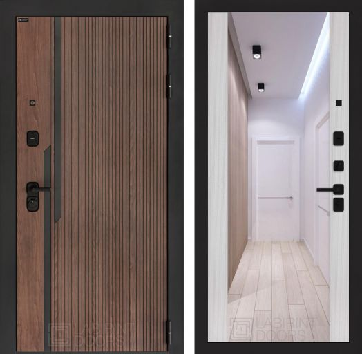 Входная дверь Лабиринт KARMINA - Зеркало максимум Сандал белый