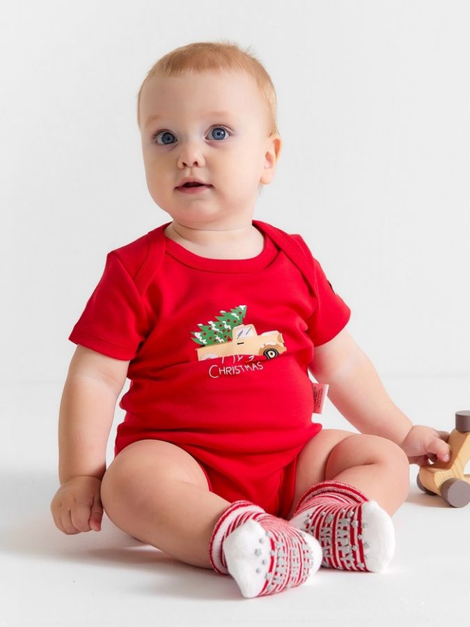 Боди Крошка Я My 1st Christmas, рост 68-74 см, красное