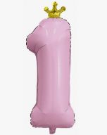 Цифра "1" фольгированная (32/81) Фламинго с короной