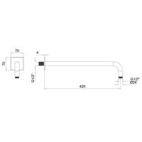 Держатель верхнего душа Almar настенный 42 см с квадратным отражателем схема 3 Держатель верхнего душа Almar настенный 42 см с квадратным отражателем схема 3