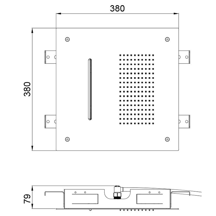 Полоточный верхний душ 38х38 см с 2 режимами ФОТО