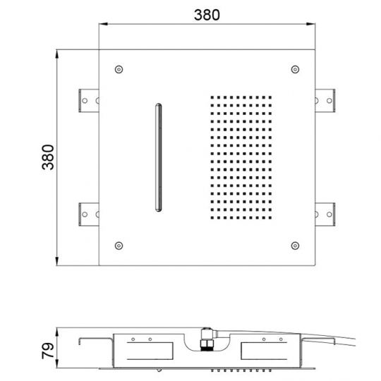 Полоточный верхний душ 38х38 см с 2 режимами схема 2