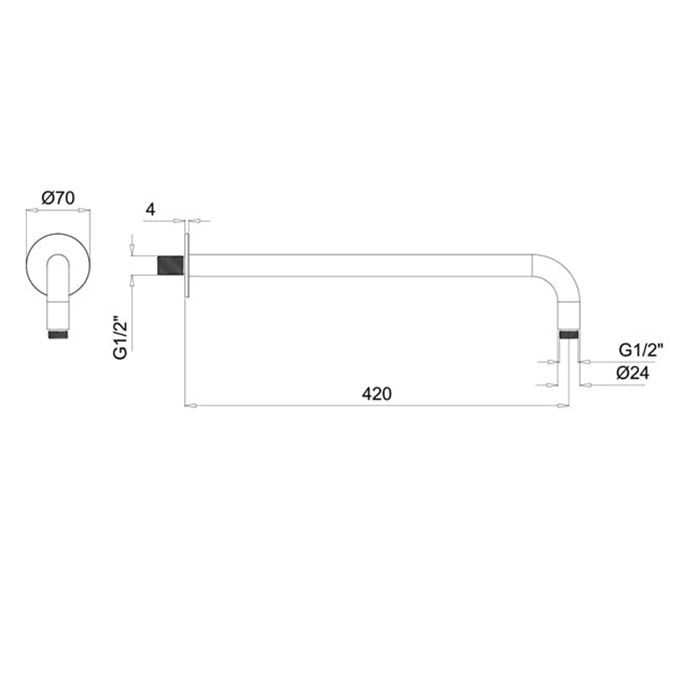 Держатель верхнего душа Almar 42 см с круглым отражателем ФОТО