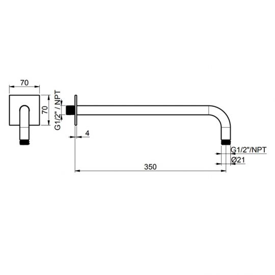 Кронштейн круглый Almar Round 35см из нержавеющей стали схема 2 Кронштейн круглый Almar Round 35см из нержавеющей стали схема 2