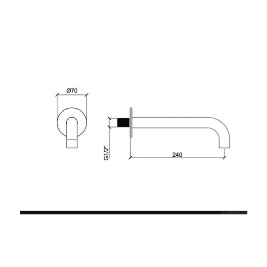 Настенный излив Almar Universal 240 мм с круглым отражателем схема 2