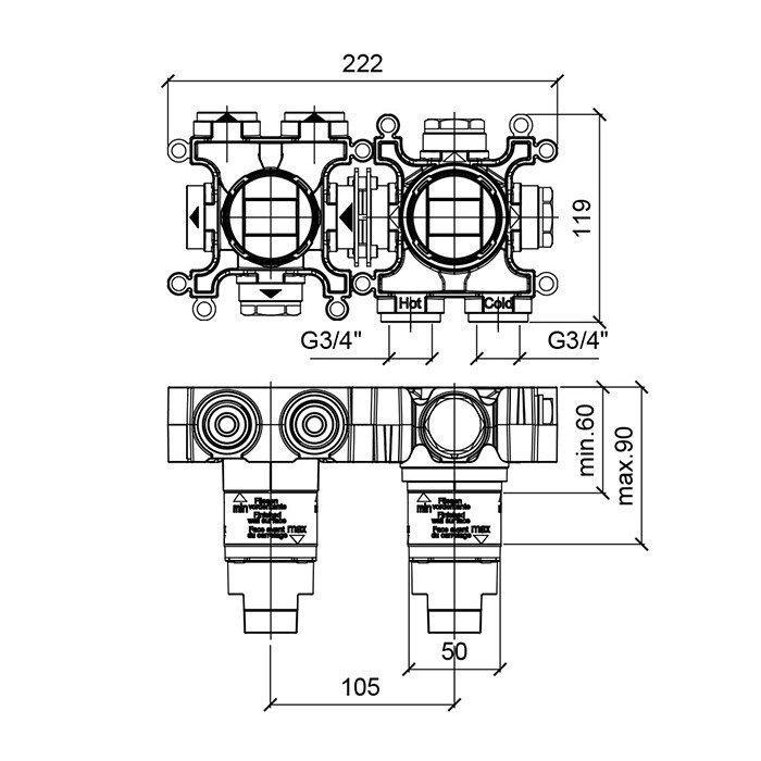 Скрытая часть смесителя ALMAR Modular E176902 ФОТО