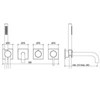 Смеситель для ванны Almar на 2-3 потребителя с ручным душем схема 2 Смеситель для ванны Almar на 2-3 потребителя с ручным душем схема 2
