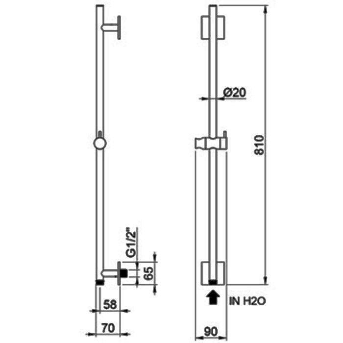 Штанга для душа ALMAR SQUARE E087069.316 ФОТО
