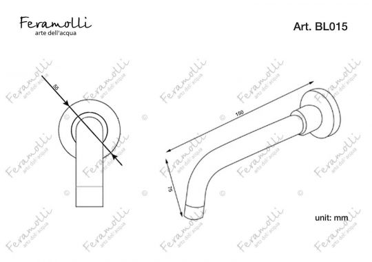 Настенный поворотный излив Feramolli BL015, черный схема 2