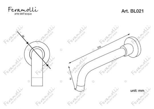 Настенный поворотный излив Feramolli BL021, черный схема 2