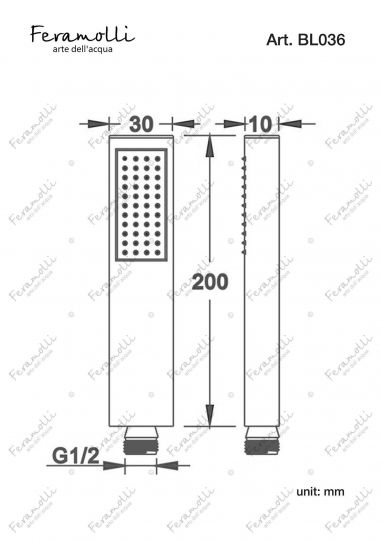 Ручной душ Feramolli BL036, черный схема 2 Ручной душ Feramolli BL036, черный схема 2