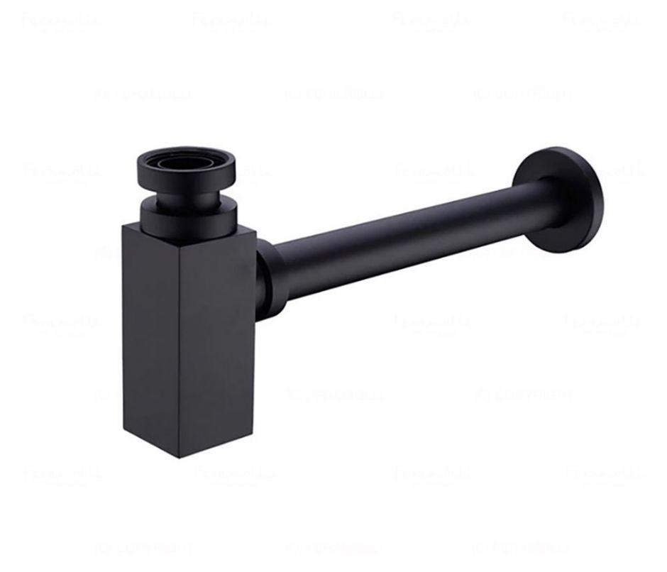 Квадратный сифон для раковины Feramolli BL089, черный