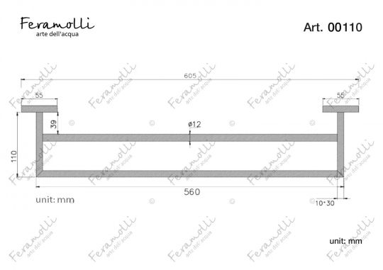 Держатель для полотенец Feramolli BL110, черный схема 2 Держатель для полотенец Feramolli BL110, черный схема 2