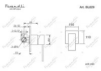 Смеситель однорычажный скрытого монтажа Feramolli BL629, черный схема 2 Смеситель однорычажный скрытого монтажа Feramolli BL629, черный схема 2