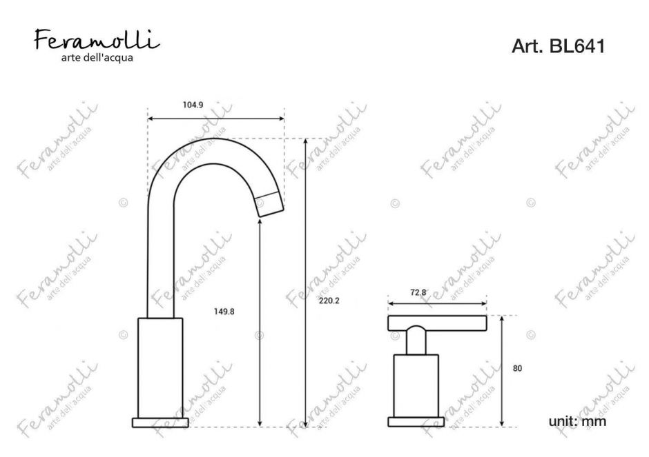 Смеситель для раковины Feramolli BL641, черный ФОТО