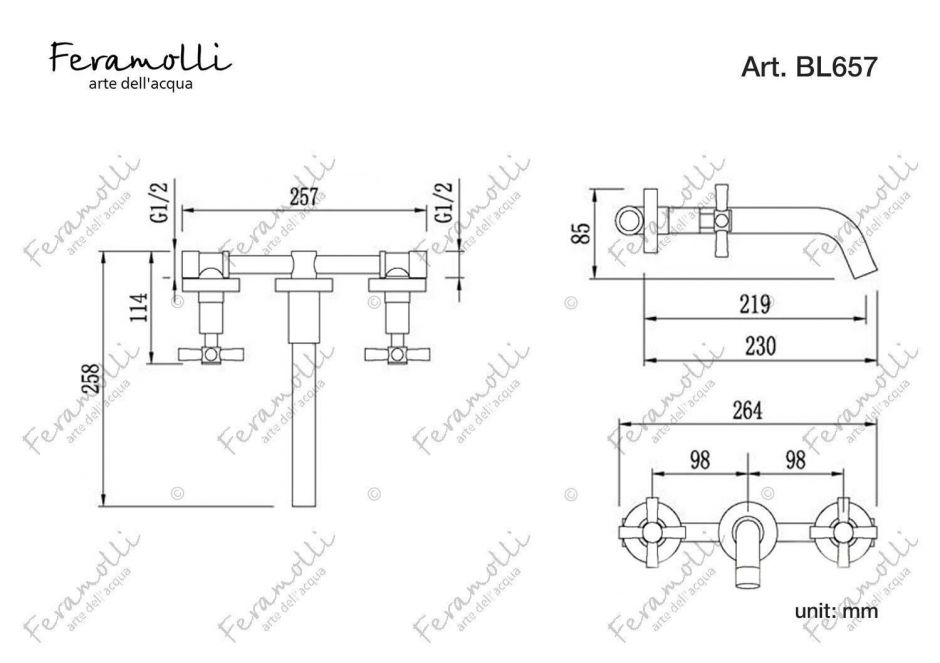 Смеситель для раковины встраиваемый Feramolli BL657, черный ФОТО