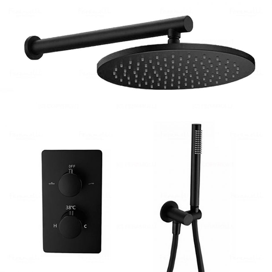 Изображение Душевая система с термостатом Feramolli BL705-12 (30см.), черный