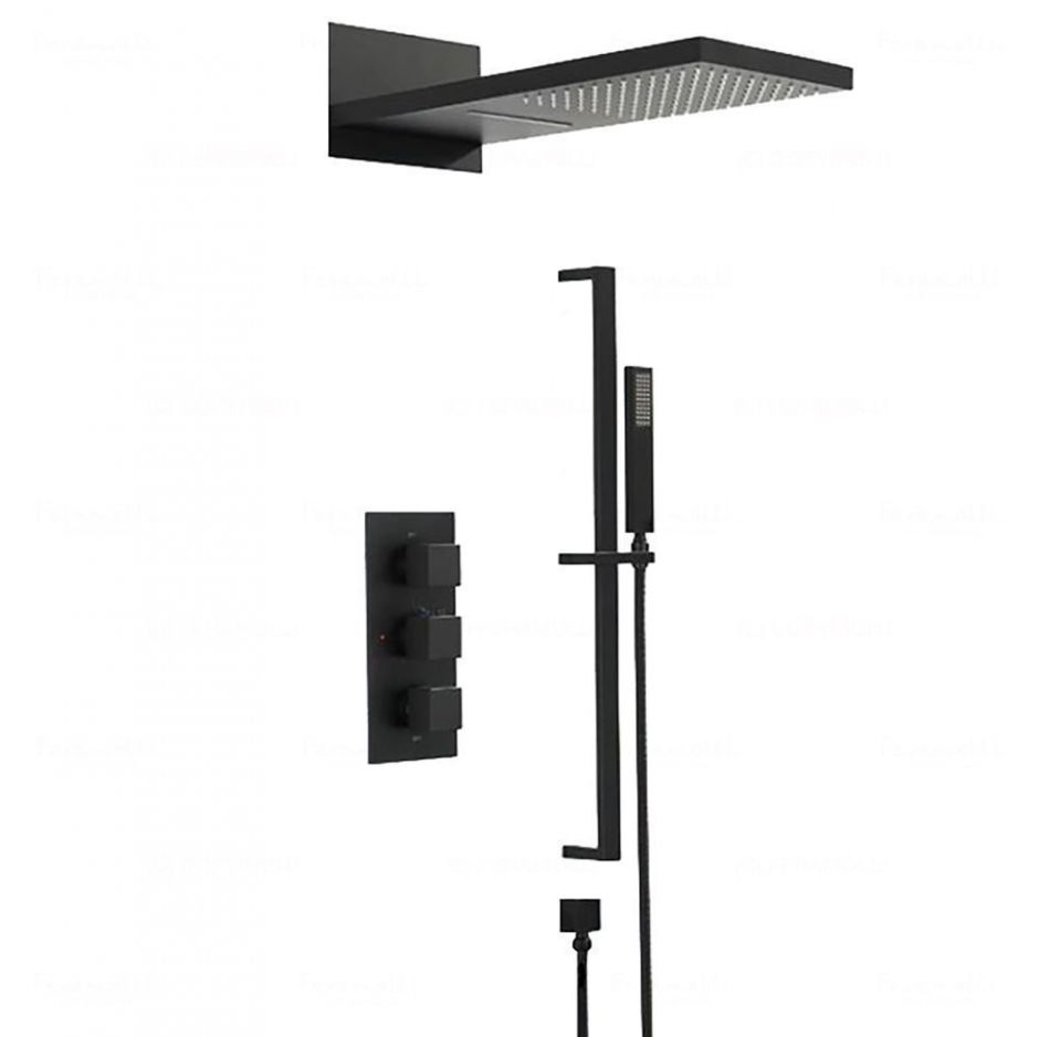 Душевая система с термостатом Feramolli BL7070, черный