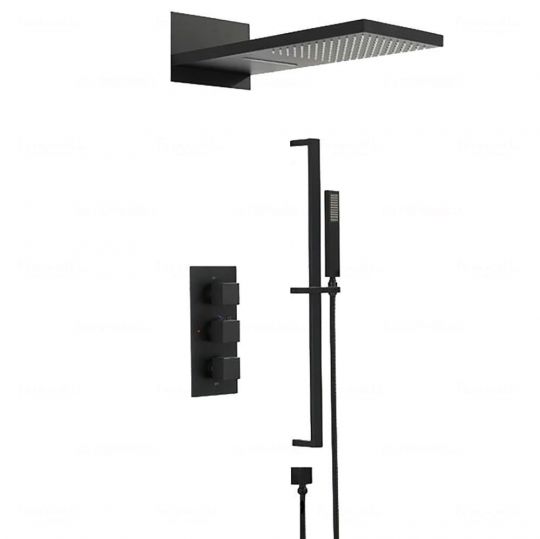 Душевая система с термостатом Feramolli BL7070, черный