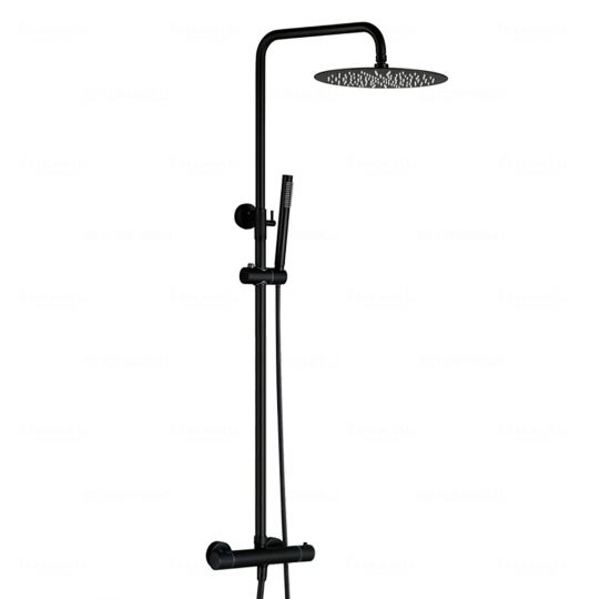 Черная душевая система с термостатом Feramolli BL7157-10, черный