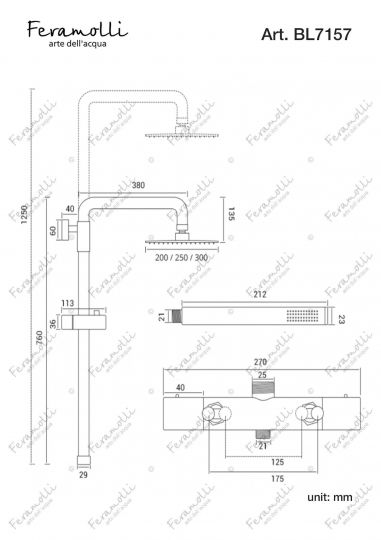 Черная душевая система с термостатом Feramolli BL7157-10, черный схема 2 Черная душевая система с термостатом Feramolli BL7157-10, черный схема 2