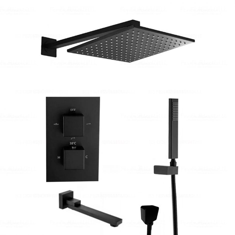 Изображение Душевая система с термостатом Feramolli BL716-12 (30см.), черный