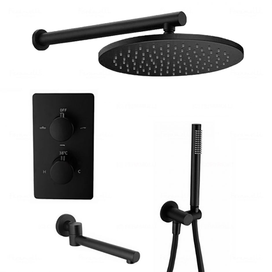 Изображение Душевая система с термостатом 3в1 Feramolli BL725-12 (30см.), черный