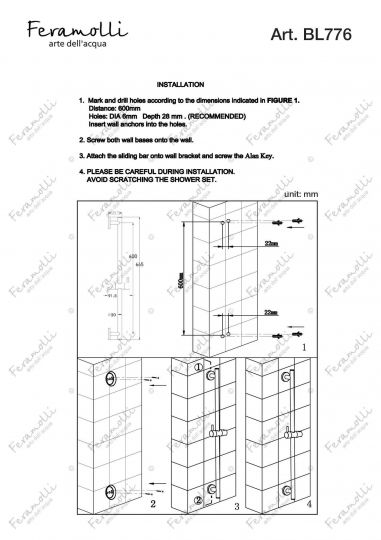 Штанга для душа Feramolli BL776, черный схема 2