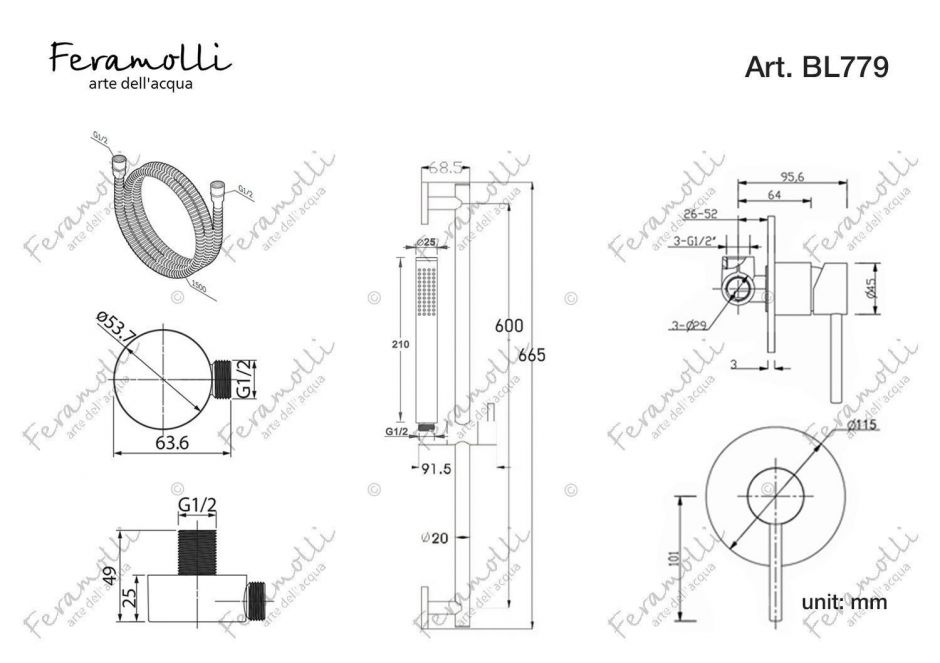 Набор для душа Feramolli BL779, черный ФОТО