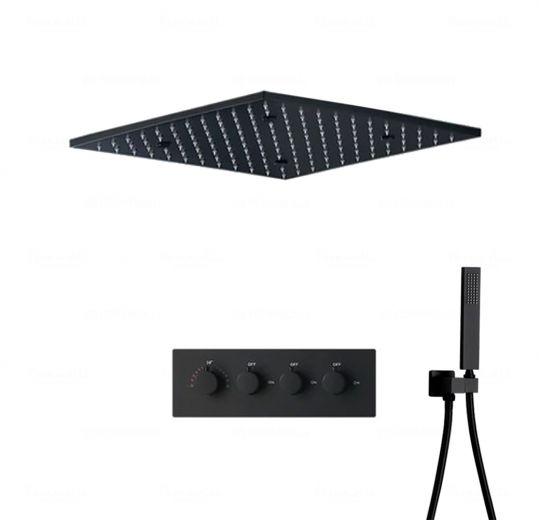 Душевая система с термостатом Feramolli BL786-16 (400мм.), черный