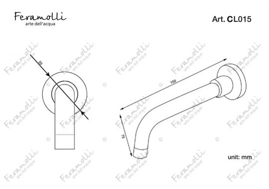 Настенный поворотный излив Feramolli CL015, хром схема 2