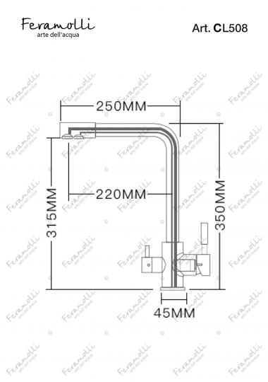 Смеситель для кухни под фильтр Feramolli CL508, хром схема 2