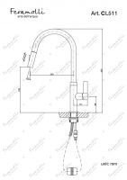Смеситель для кухни с выдвижным изливом Feramolli CL511, хром схема 2