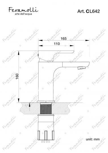 Смеситель для раковины Feramolli CL642, хром схема 2