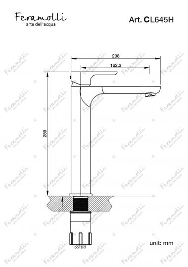 Смеситель для отдельностоящей раковины Feramolli CL645H, хром схема 2 Смеситель для отдельностоящей раковины Feramolli CL645H, хром схема 2
