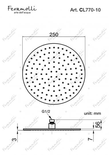 Верхний душ Feramolli CL770-10 (250мм.), хром схема 2
