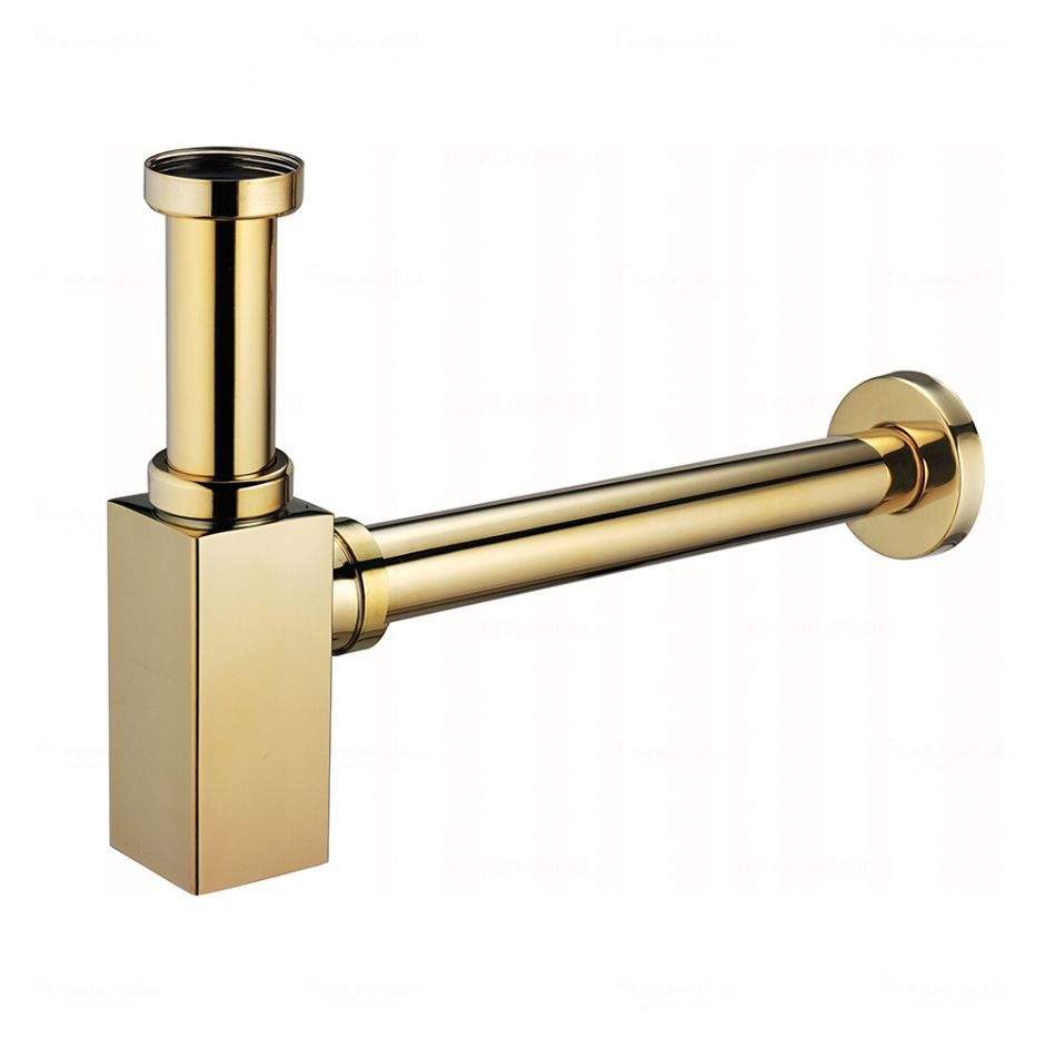 Изображение Квадратный сифон для раковины Feramolli GL089, золото