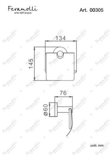 Бумагодержатель Feramolli GL305 с крышкой, золото схема 2