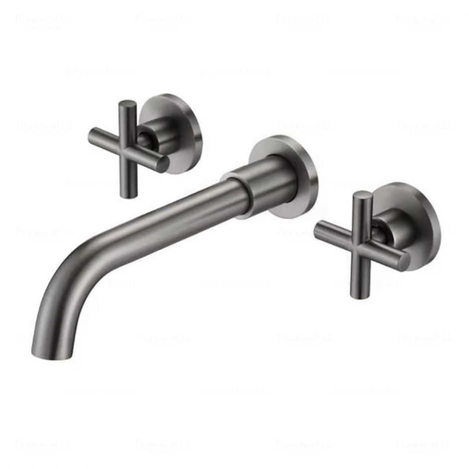 Изображение Смеситель для раковины встраиваемый Feramolli GM657, серый сатин